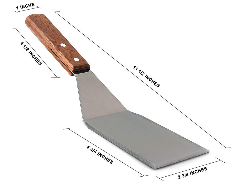 Homi Styles Metal Spatula Beveled Edges, Stainless Steel Grill Spatula with Wood Handle for Skillets, Griddles & Pancake Flipper for Burgers, Omelet, and Versatile for Culinary Task, 11 x 3 inches - Image 1
